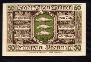 LOTZEN  - GERMANY NOTGELD  -  50 PFENNIG - Picture 1 of 2