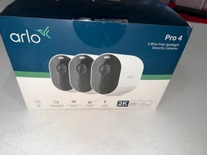 Arlo Pro 4 Camera 3 Pack Wireless Security Spotlight Cameras 2K HDR Video •READ• - Picture 1 of 5