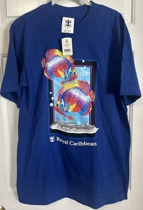 Vintage NWT Royal Caribbean Cruise Fish Graphic Tee T Shirt Blue Size Large L - Picture 1 of 5