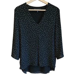 WHBM Black House White Market blusa scollo a pois nera donna taglia 12 - Foto 1 di 9