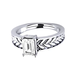 Wedding Ring IGI Certified Lab Created Diamond 950 Platinum 1.00 Ct Emerald Cut - Picture 1 of 11