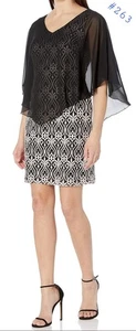 Abito Connected Apparel taglia 14 bianco nero asimmetrico pizzo sovrapposto foderato - Foto 1 di 11