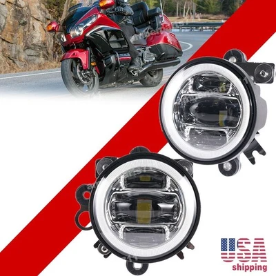 LED Driving Fog Light White DRL Halo Ring For Honda Goldwing GL 1800 2001-2010 - Image 1 of 4