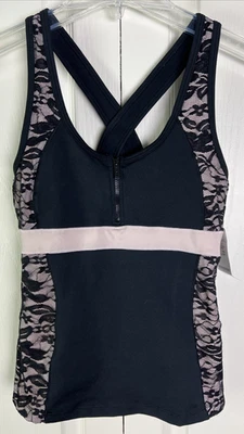 Top deportivo Bebe para mujer talla XS encaje superpuesto 1/2 cremallera frontal sin mangas EE. UU. negro G10 Foto 1 de 4