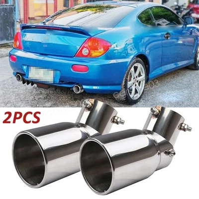 2PCS Car Exhaust Pipe Tip Rear Tail Throat Muffler 1.5-2.1" For Hyundai Tiburon Foto 1 de 4