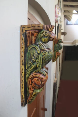 Bird Pair Statue Wall Bracket Corbel Parrot Sculpture Vintage Home Decor Shelf Cover