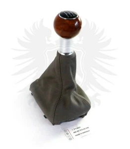 Genuine OEM Audi A6 4B C5 5 Speed Beige Gray Leather Chrome Wood Shift Knob - Foto 1 di 3