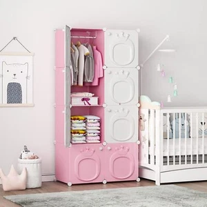 MAGINELS Kids Wardrobe Closet,Baby Closet Cabinet with Door.Baby Girls Closet - Picture 1 of 6