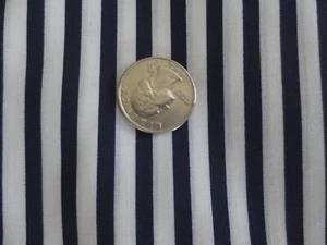 4504. DARK NAVY & WHITE STRIPE 65% Dacron 35% Cotton FABRIC - 44" x 6 yds. - Picture 1 of 3