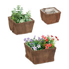 Set 3 vasi fibra cocco legno portafiori fioriere quadrate porta fiori piante