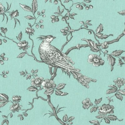 Textiles français The Regal Birds fabric - Duck Egg Blue | 280 cm wide per 50 cm