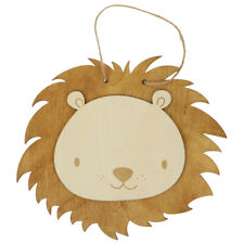  Lion Pendant Wood Baby Wall Art Animal Head Hanging Decoration Jungle