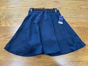 IZOD Approved Schoolwear Faux Belted Uniform Skort, 8 14 16 16.5  - 414 SU Navy