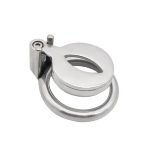 Stainless Steel Male Cuckold Lockdown Chastity Flat Penis Cage Restraint Ring - Picture 1 of 7