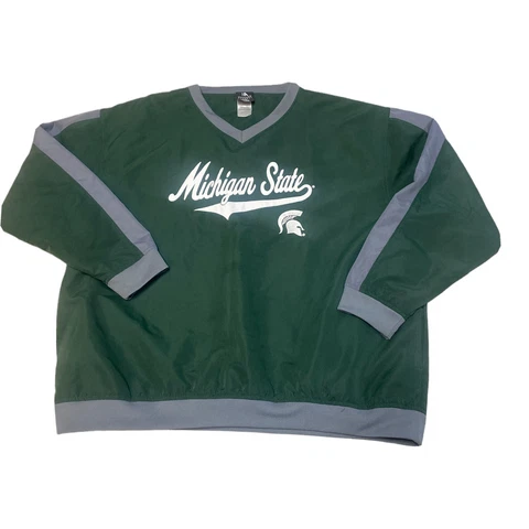 Knights Apparel Michigan State Spartans Lined Pull Over Green Jacket NCAA Sz XL Cover