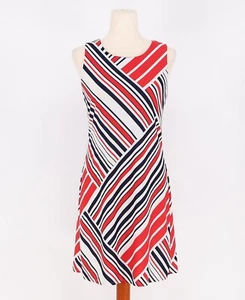 JUDE CONNALLY Beth Dress Jude Cloth Red Black Geometric Stripe Size S - Picture 1 of 5