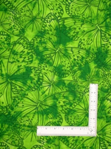 Green Butterfly Fabric 1.6 Yards Green Butterflies Tonal Cotton by Benartex - Picture 1 of 1