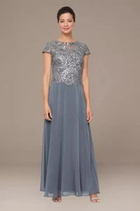 Alex Evenings Womens Size 6 Gray Sequin Evening Dress Gown Cocktail Formal New - Picture 1 of 11