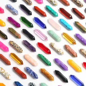 1PC Natural Crystal Quartz Double Terminated Carved Point Chakra Gemstone Wand - Picture 1 of 50