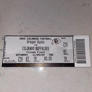 Colorado Buffaloes v Oregon Ducks Football Ticket Stub 11/5/22 - Picture 1 of 2
