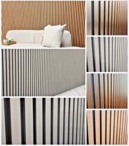 4 x ACOUSTIC SLAT WALL PANEL WOOD LUXURY 3D MODERN NEW 2400mm x 600mm - Picture 1 of 20