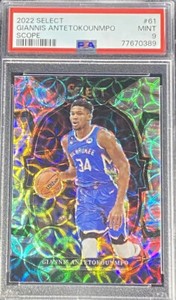 Giannis Antetokounmpo 2022 Panini Select Scope Prizm Milwaukee Bucks NBA PSA 9