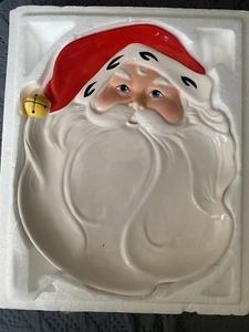 Avon Vintage Jolly Santa Ceramic Server Platter 11.5" x 9" New No Box - Picture 1 of 7