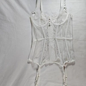 Victoria's Secret I Do Bridal Merrywidow Corset Garter Slip 34B Sheer White - Picture 1 of 6