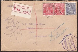 AUSTRALIEN 1928 6d Kurs Einschreiben Brief Sydney nach Neuseeland..............68285 - Bild 1 von 1