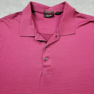 Tasso Elba Golf Polo Shirt Mens Medium Purple Striped Double Mercerized - Picture 1 of 8