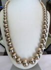 22 3/4" LONG VINTAGE STERLING SILVER LARGE GRADUATED BEADS NECKLACE HEAVY 112 GR
