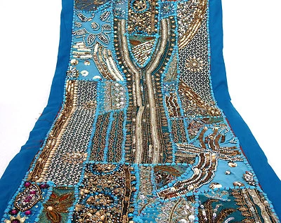 Table Linens Runner Wall Tapestry Hanging Beads Hand Embroidered Patchwork BR36 - Image 1 of 4