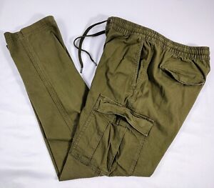 Old Navy Men's Size M RIP Stop Drawstring Cargo Pants Mid-Rise Army Olive Green 