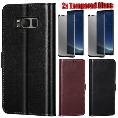 For Samsung Galaxy S8 Plus Leather Case Pouch Cover / Privacy Screen Protector - Image 1 of 4