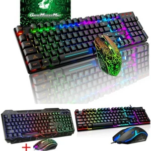 Wireless/Wired Computer PC Gaming Keyboard Mouse Combo Ergonomic LED Backlit - Picture 1 of 32