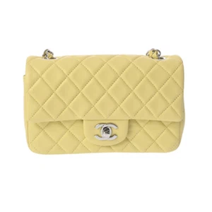 CHANEL Mini Classic Handbag 7.9" A69900 lambskin Light yellow Women Shoulder Bag - Picture 1 of 15