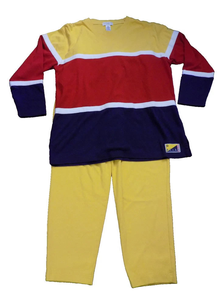 Vtg Sweatsuit Jones New York Rugby Top Red Yellow Blue Color Block & pants M/L - Image 1 of 4