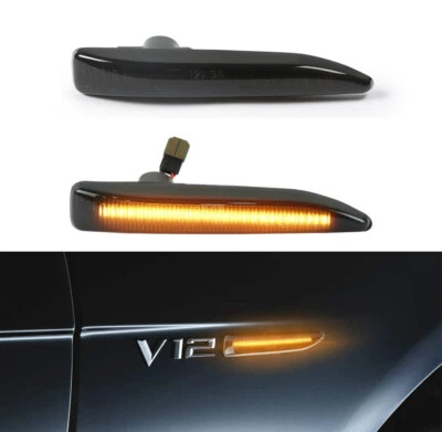 For 02-08 BMW E65 E66 E67 7-Series Smoke LED Side Marker Turn Signal Light Pair Foto 1 de 4
