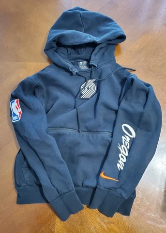 Nike NBA Portland Trailblazers Hoodie XS Black Pullover Zipper Pocket Oregon Cover