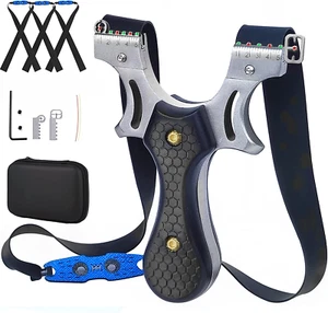 Stainless Steel Slingshot for Adults Hunting Shooting w/ 3 Bands & Case - Picture 1 of 6