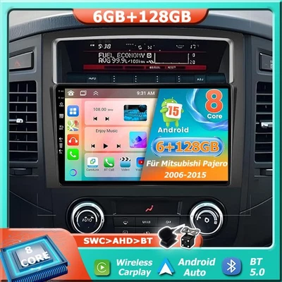 Radio de coche 9"" Android15 GPS Navi para Mitsubishi Pajero 2006-2015 CarPlay 6+128 GB