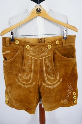 Paulgos Trachten Lederhose + Geschirr Gr.50 100% Leder Braun sehr guter Zustand - Bild 1 von 4