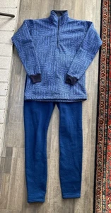 Patagonia VTG USA All Over Pattern Capilene Set Blue Medium Outdoors 1990s  - Picture 1 of 12