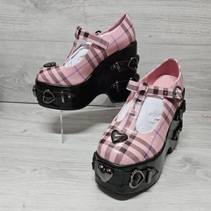 Koi NEW Platform Sweet Apathy Pink Mary Janes UK Size 3 EU 36 Goth Lolita Wedge - Picture 1 of 17