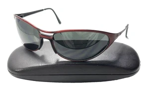 Vintage ARNET ARNETTE RAVE Red Metal Rectangular Wrap Sunglasses RARE - Picture 1 of 10