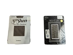 Vtg Night Life Textured Sheer w/design & So Sheer Pantyhoses Black Sz A Small - Picture 1 of 8