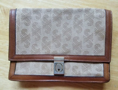 Vintage-Jaeger-con monograma-bolso de mano-bolso de mano alrededor de los años 70: marrón-fawn Foto 1 de 4