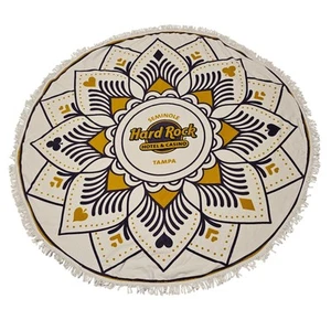 Seminole Hard Rock Hotel Casino Tampa Pool Beach Towel Round Fringe Purple Gold - Picture 1 of 5
