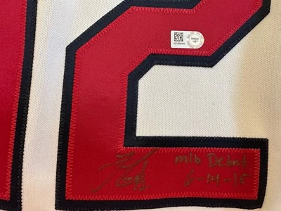 Camiseta autografiada de Francisco Lindor Topps debut en MLB Foto 1 de 4