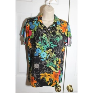 Johnny Was Nero Sequence Short Sleeve Polo Teee sz XS - Picture 1 of 4